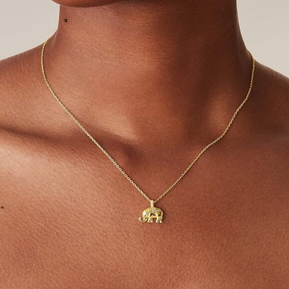 Neiman Marcus 14K Gold Plated Elephant Wisdom Pendant - Picture 1 of 3